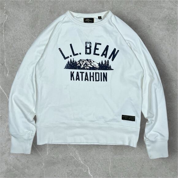 LL Bean Todd Snyder Organic Cotton Sweatshirt Mt Katahdin Graphic Ivory Small - Picture 1 of 9